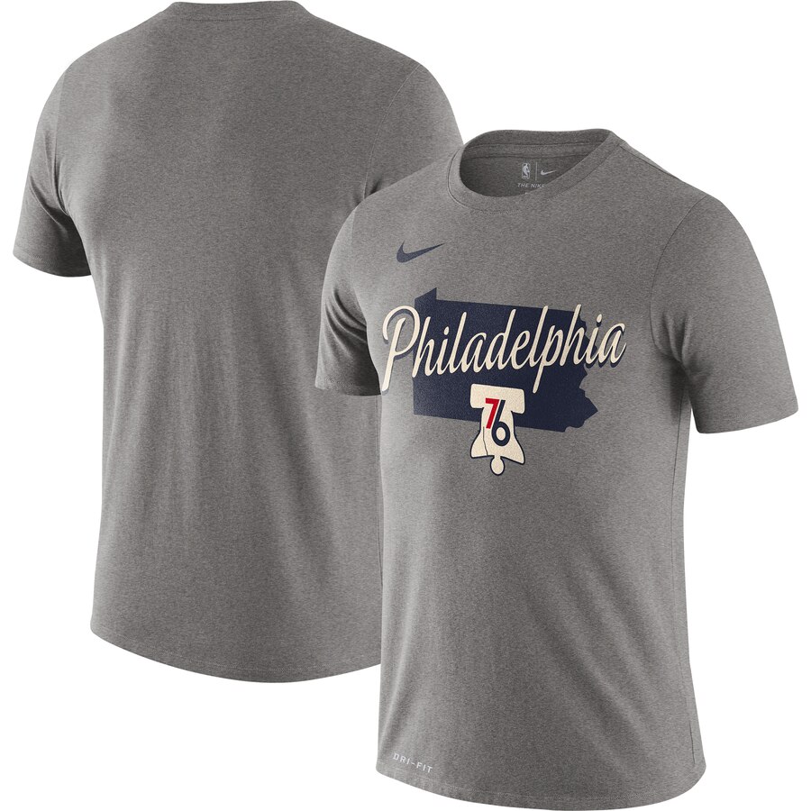 Men 2020 NBA Nike Philadelphia 76ers Heather Gray 201920 City Edition Hometown Performance TShirt